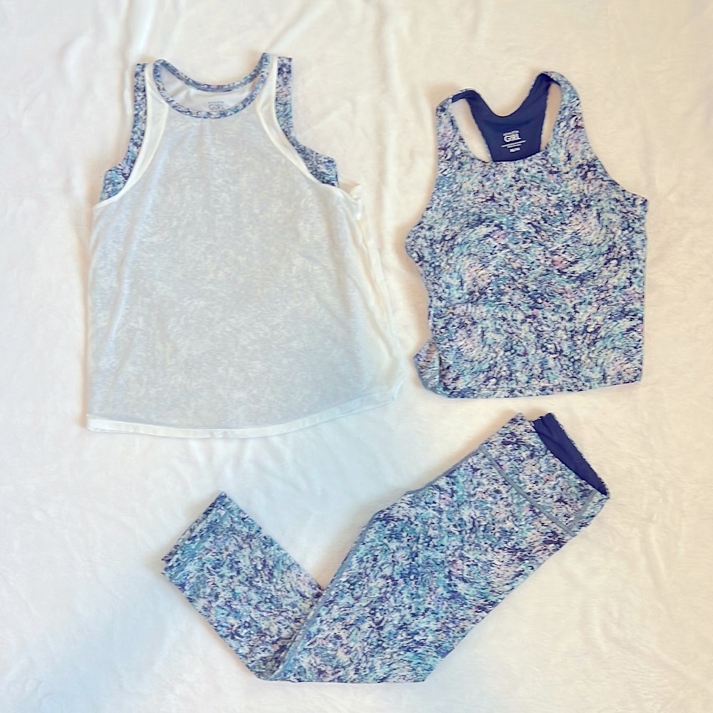 Athleta Girl Leggings and 2 matching tops